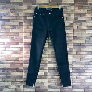 NWOT Cocurata Extraction Black Jeans size 25 Ankle Zippers Stretch Moto Skinny
